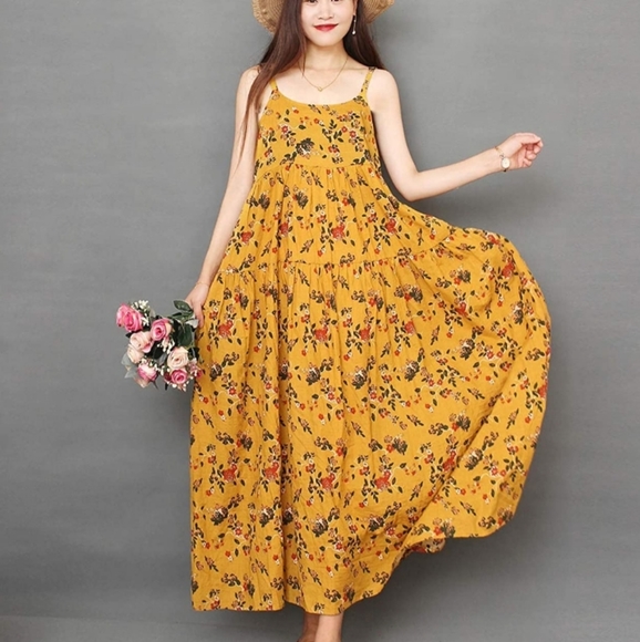 Women's dress bohemian floral print dres long maxi - Picture 2 of 10
